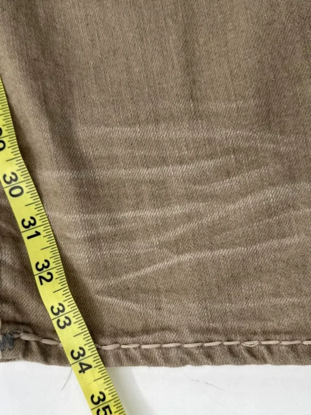 True Religion Tan Jeans Mens 38x34 Ricky Relaxed Denim Thick Stitch SuperT Flap